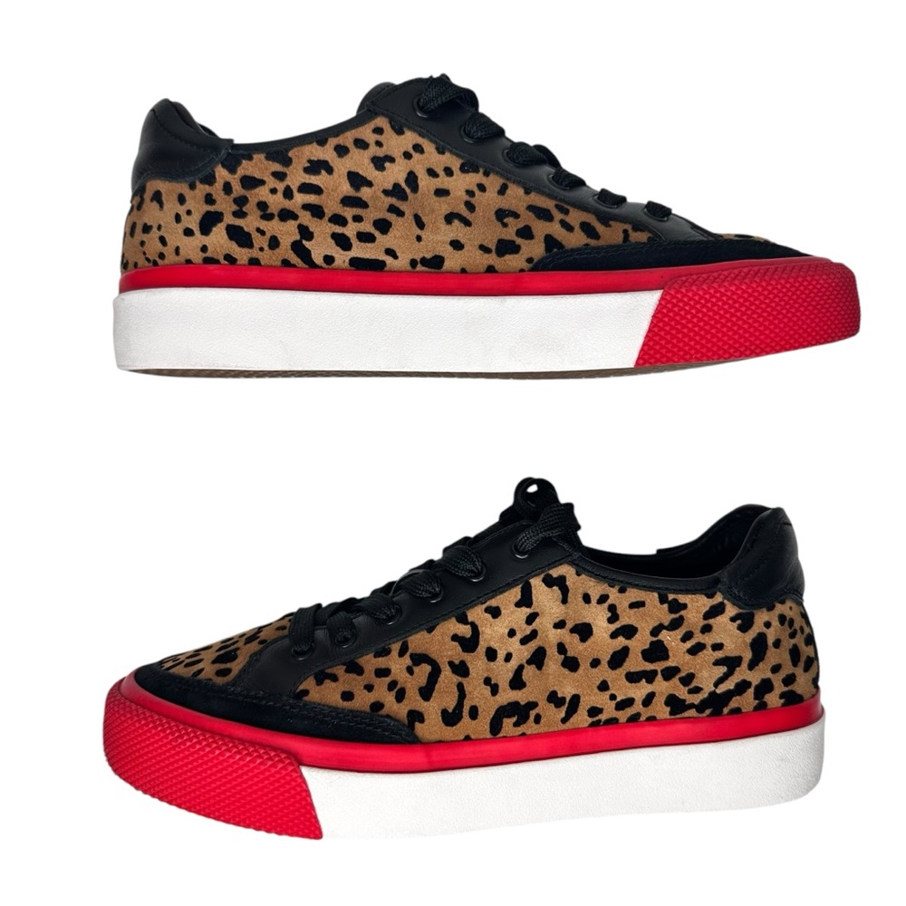 Rag & Bone Army Cheetah Leather Sneakers SZ 37 Shoes Brown Black Red - Picture 2 of 14